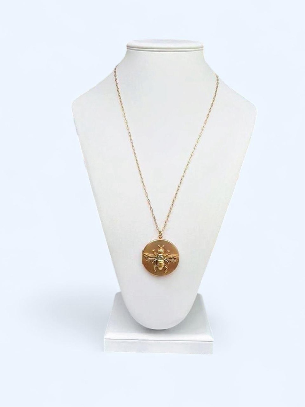 NWT John Wind Modern Vintage Style Gold Bee  Locket Rhinestone Accents